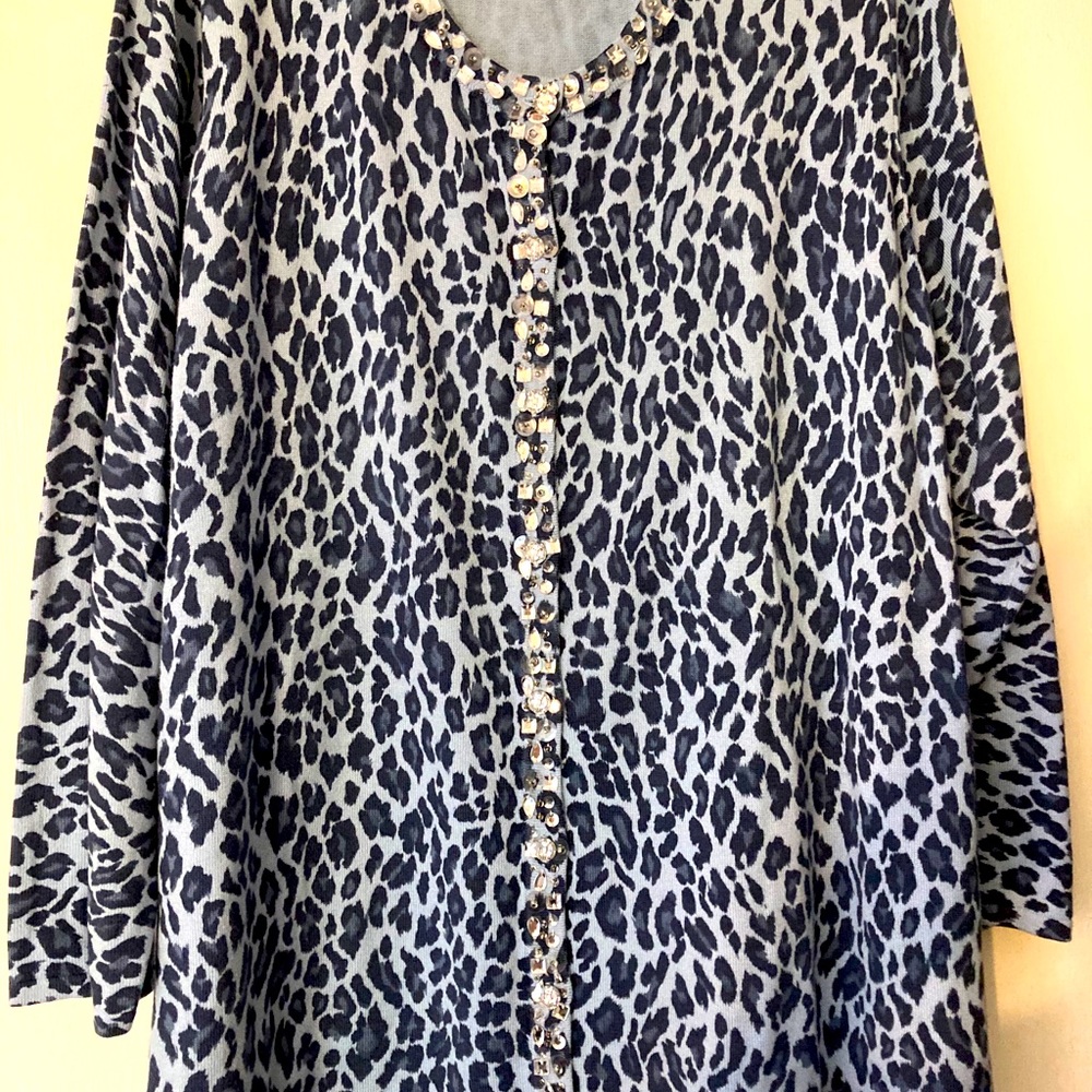Blue Animal Print Sweater